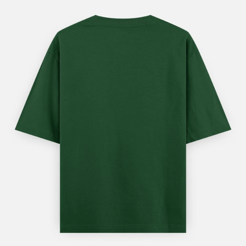 Bottle Green Plain Oversized Round Neck T-Shirt product image