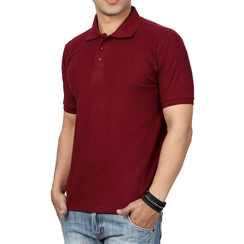 Burgundy Green Plain Collar Polo T-shirt - 100% Cotton Unisex - 200 GSM product image