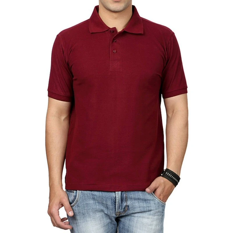 Burgundy Plain Collar Polo T-shirt - 100% Cotton Unisex - 200 GSM