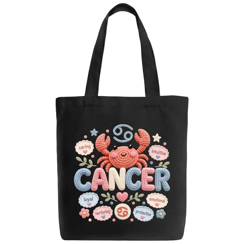 Cancer Crochet Zodiac Sign Tote Bag