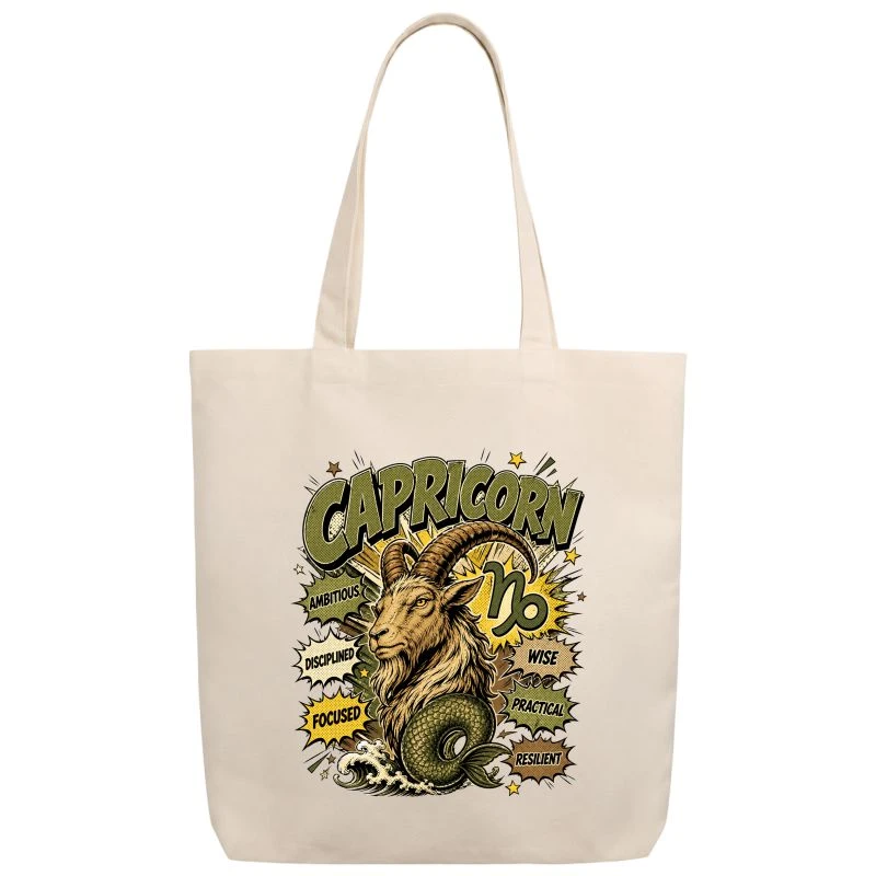 Capricorn Comic Zodiac Sign Tote Bag
