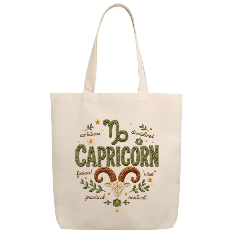 Capricorn Crochet Zodiac Sign Tote Bag