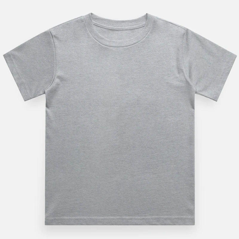 Charcoal Melange Plain Kids Round Neck T-shirt – Unisex: Suitable for Boys & Girls