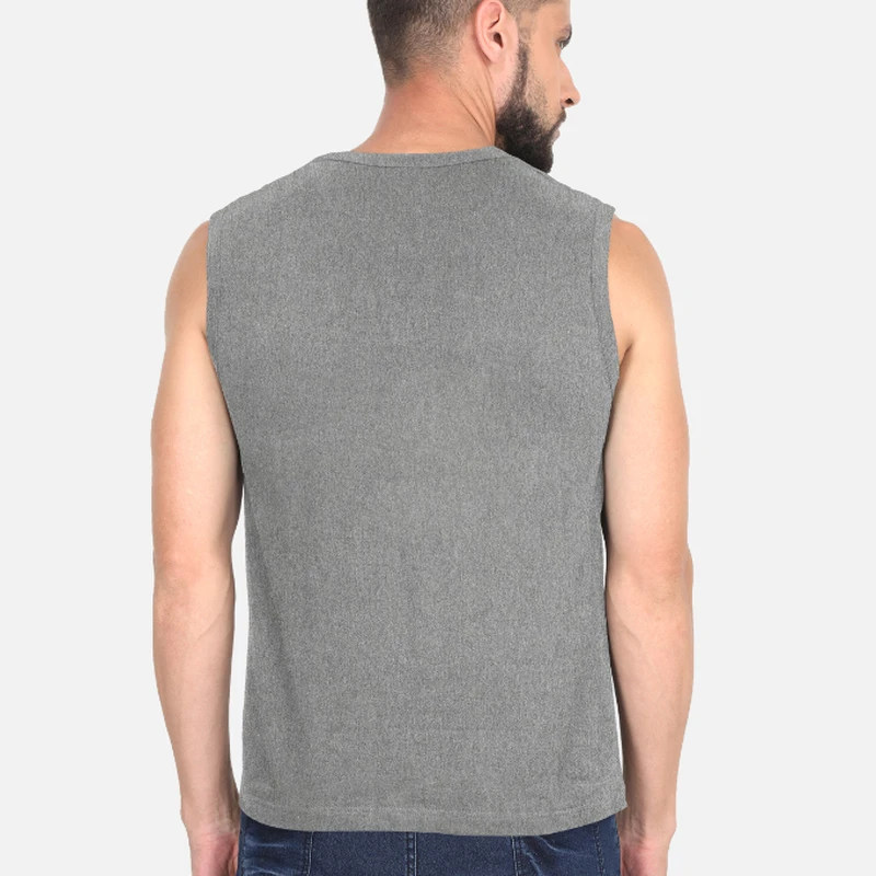 Charcoal Melange Plain Sleeveless T-shirt product image