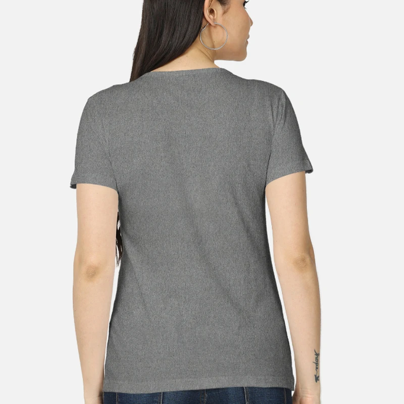 Charcoal Melange Plain Women Round Neck T-shirt product image