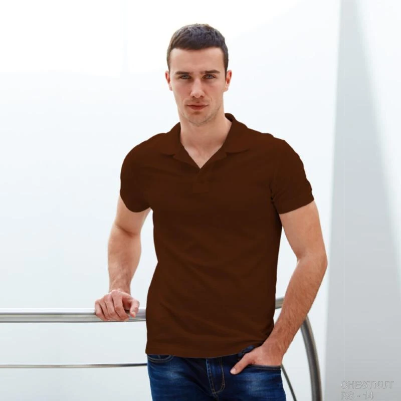 Chestnut Plain Collar Polo T-shirt - 100% Cotton Unisex - 260 GSM