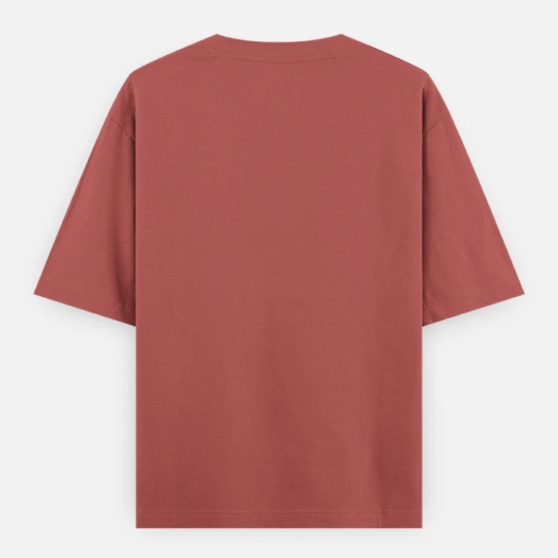 Coral Plain Oversized Round Neck T-Shirt product image