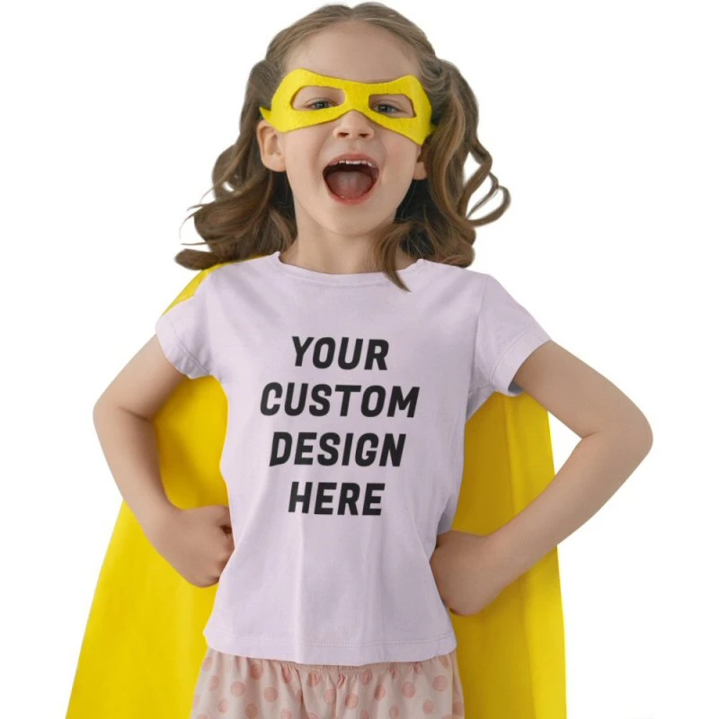 Custom Printed Kids Girls Round Neck T-shirt
