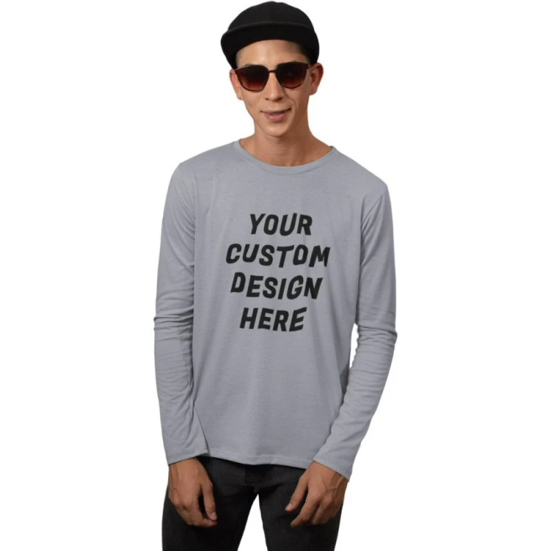 Custom Printed Men Round Neck Full Sleeve T-shirt