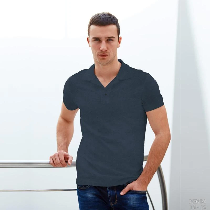 Denim Plain Collar Polo T-shirt - 100% Cotton Unisex - 260 GSM