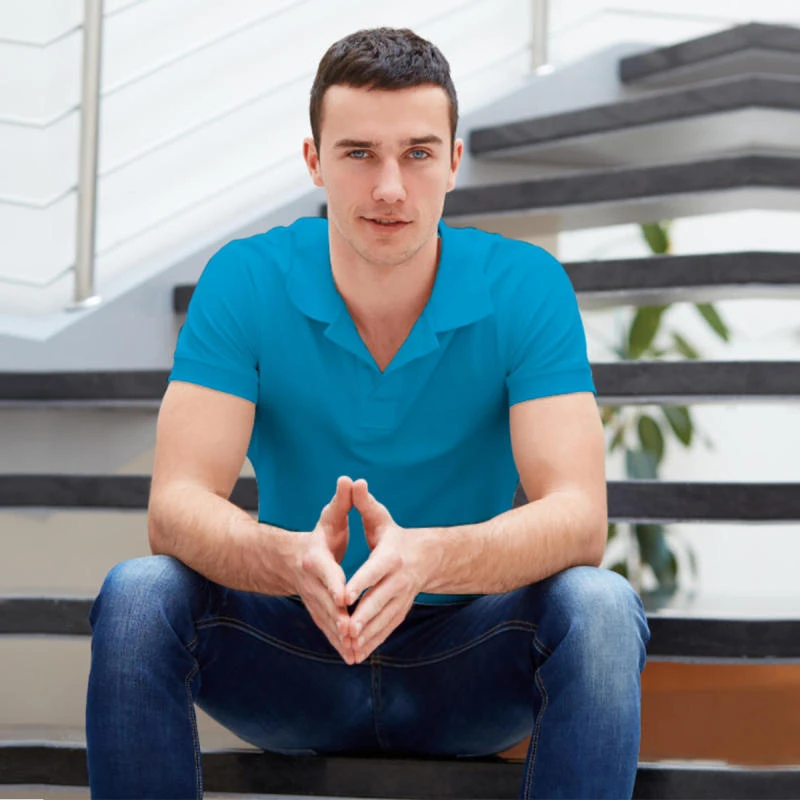 Electric Blue Plain Collar Polo T-shirt - 100% Cotton Unisex - 260 GSM