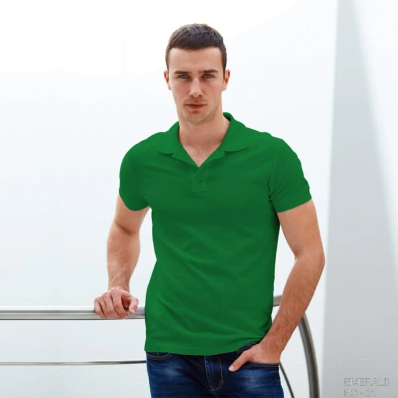 Emerald Plain Collar Polo T-shirt - 100% Cotton Unisex - 260 GSM