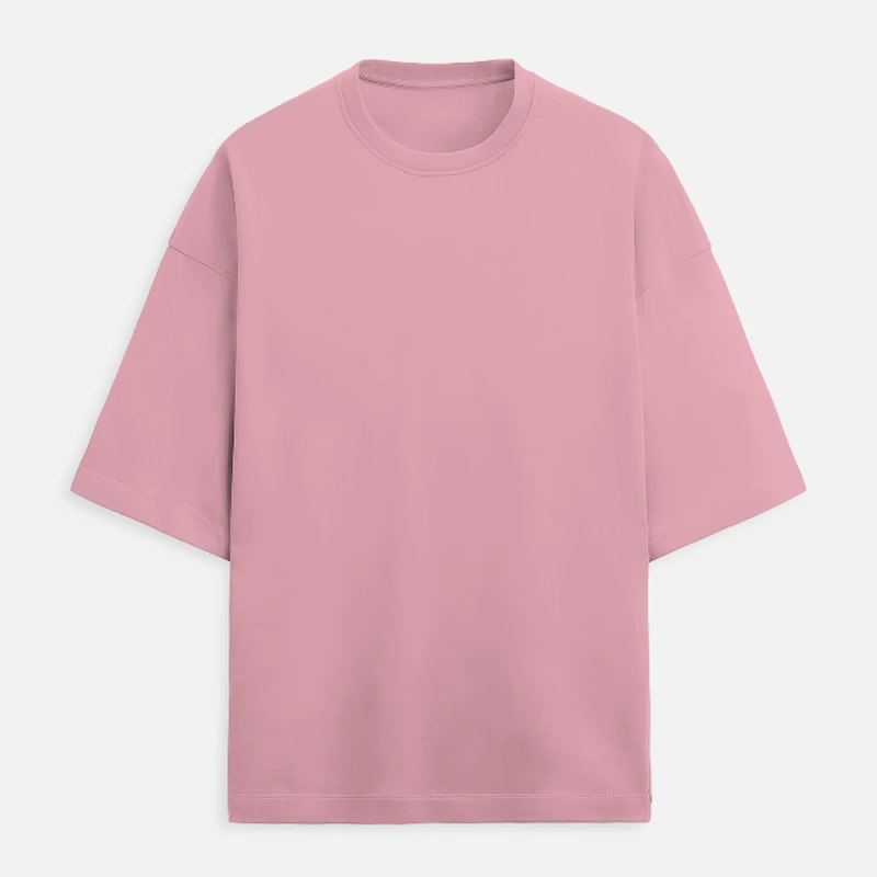 Flamingo Plain Terry Boxy Oversized Round Neck T-Shirt - 260 GSM Unisex