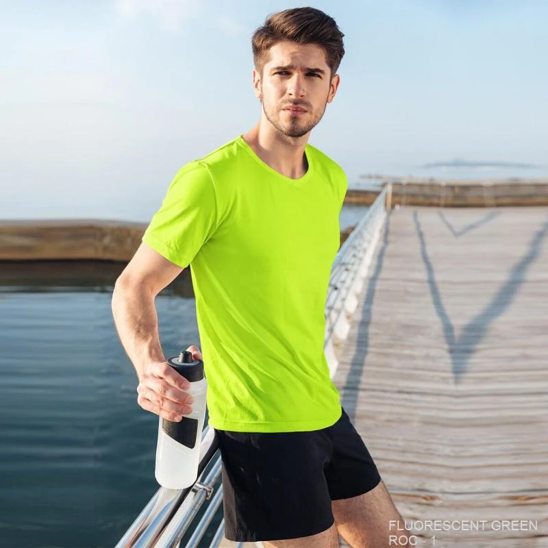 Flourescent Green Plain Sports Dry Fit Round Neck T-shirt - Unisex