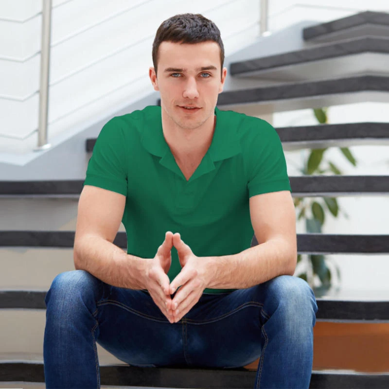 Forest Green Plain Collar Polo T-shirt - 100% Cotton Unisex - 260 GSM product image
