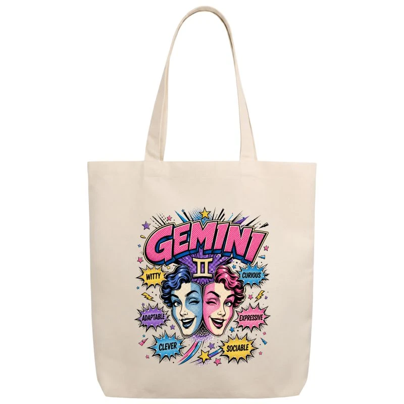 Gemini Comic Zodiac Sign Tote Bag product image