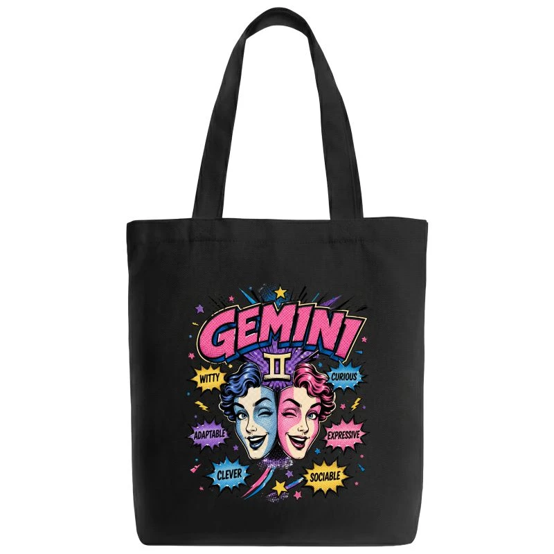 Gemini Comic Zodiac Sign Tote Bag