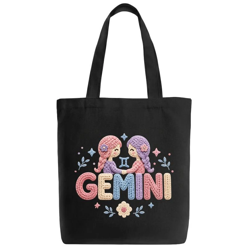 Gemini Crochet Zodiac Sign Tote Bag