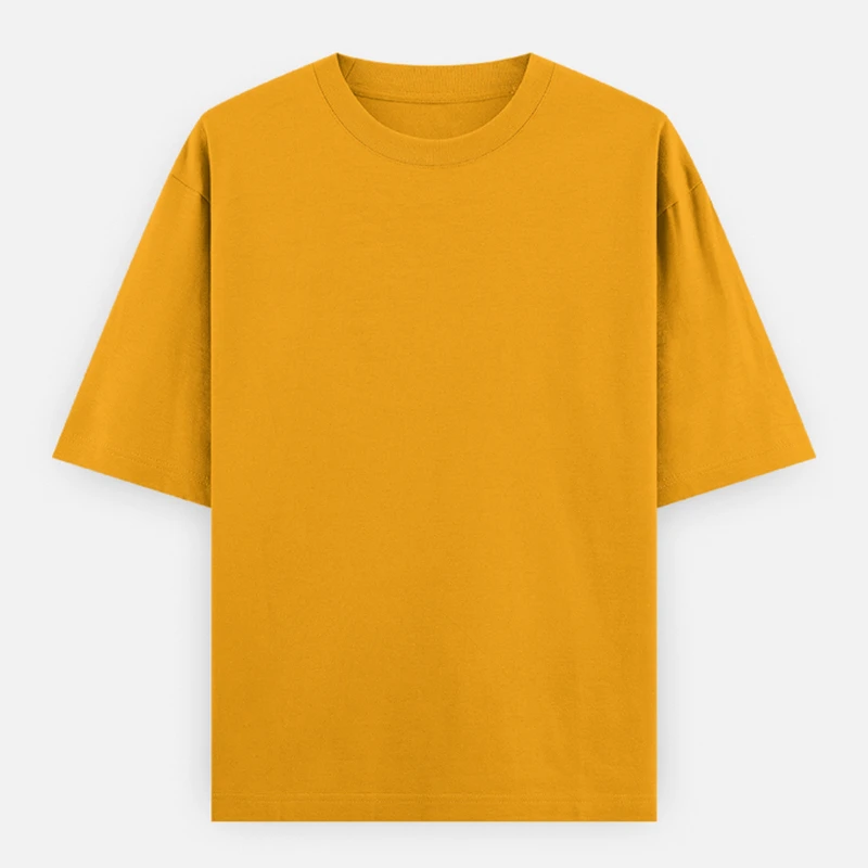 Golden Yellow Plain Oversized Round Neck T-Shirt - 240 GSM Unisex