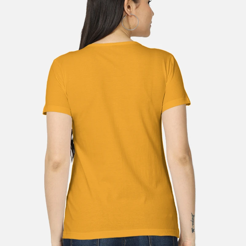 Golden Yellow Plain Women Round Neck T-shirt product image