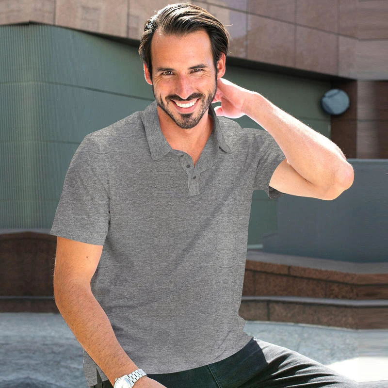 Grey Melange Plain Collar Polo T-shirt - 100% Cotton Unisex - 230 GSM product image