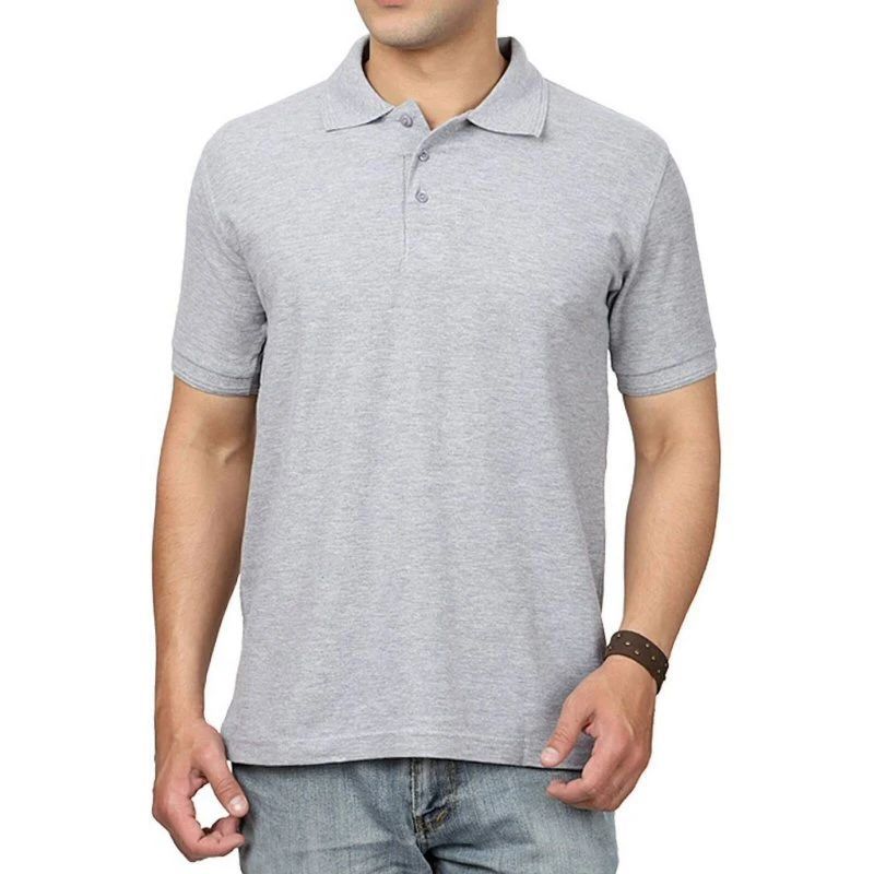 Grey Melange Plain Collar Polo T-shirt - 100% Cotton Unisex - 280 GSM
