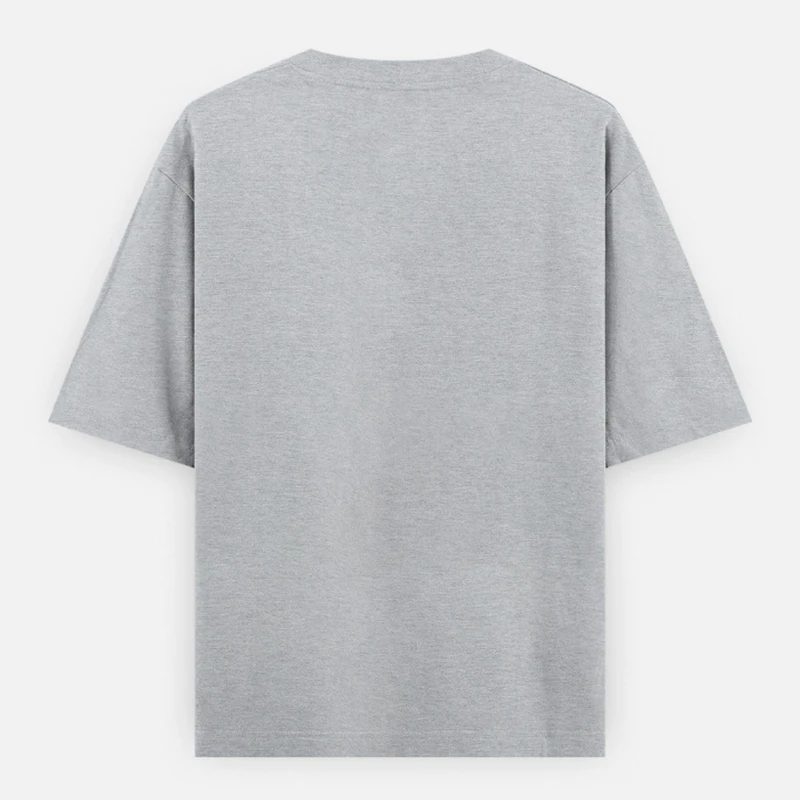 Grey Melange Plain Oversized Round Neck T-Shirt product image