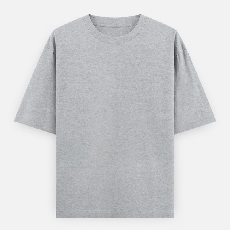 Grey Melange Plain Oversized Round Neck T-Shirt - 240 GSM Unisex