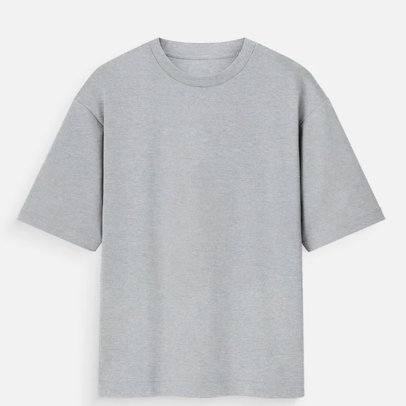 Grey Melange 180 GSM Plain Oversized Round Neck T-Shirt - Unisex