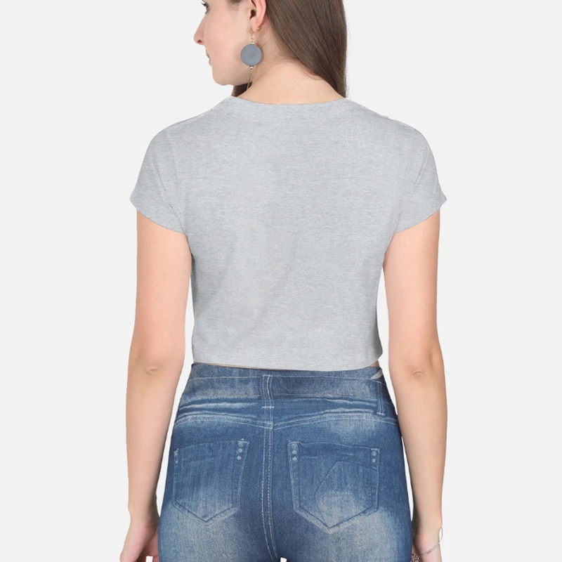 Grey Melange Plain Women Crop Top product image