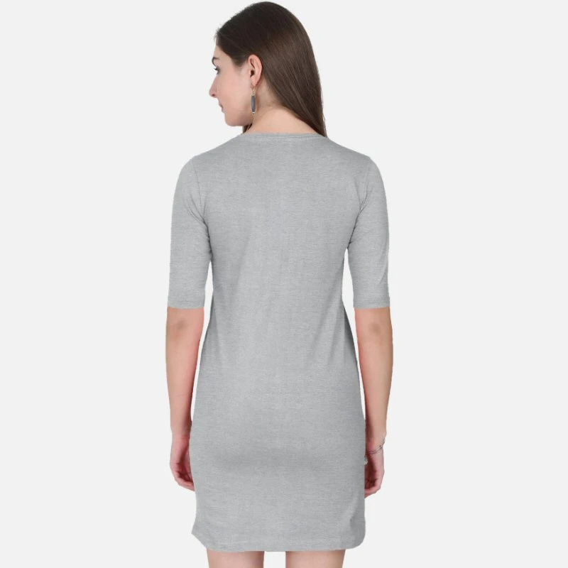 Grey Melange Plain Women T-Shirt Dress product image