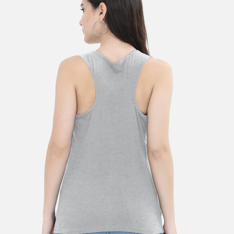Grey Melange Plain Women Tank Top product image