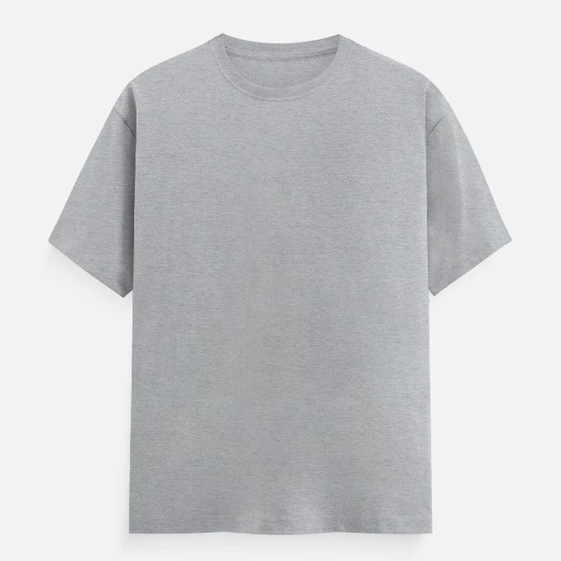 Grey Melange Plain Round Neck T-shirt - Unisex Regular Fit
