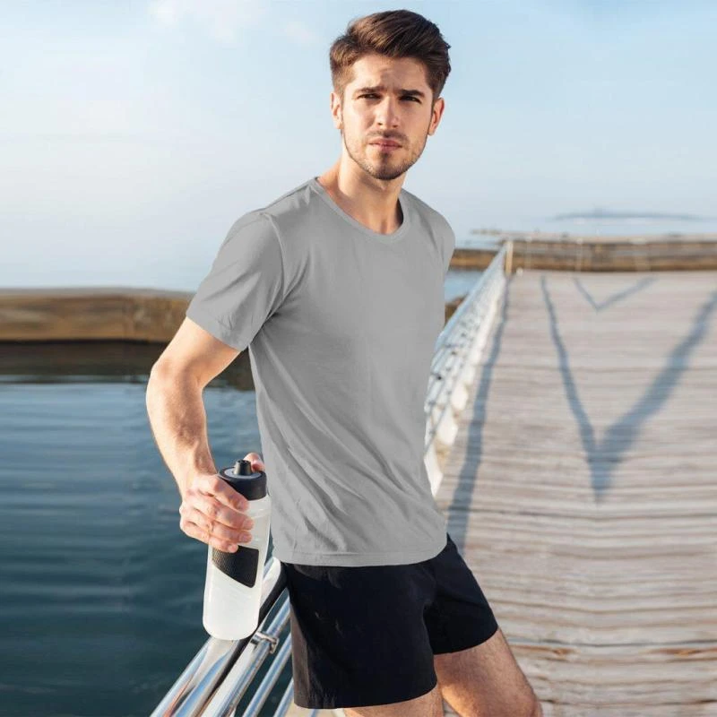 Grey Plain Sports Dry Fit Round Neck T-shirt - Unisex
