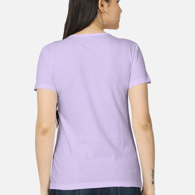 Lavender Plain Women Round Neck T-shirt product image