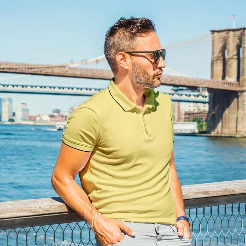 Lemon Yellow With Black Plain Tipping Collar Polo T-shirt - 100% Cotton Unisex - 230 GSM product image
