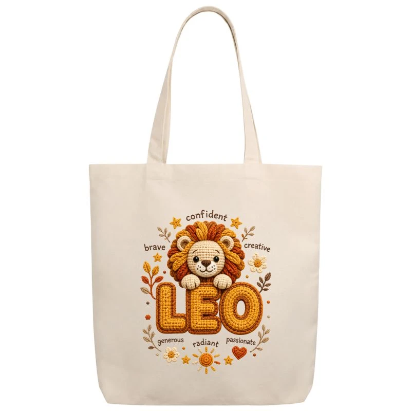 Leo Crochet Zodiac Sign Tote Bag