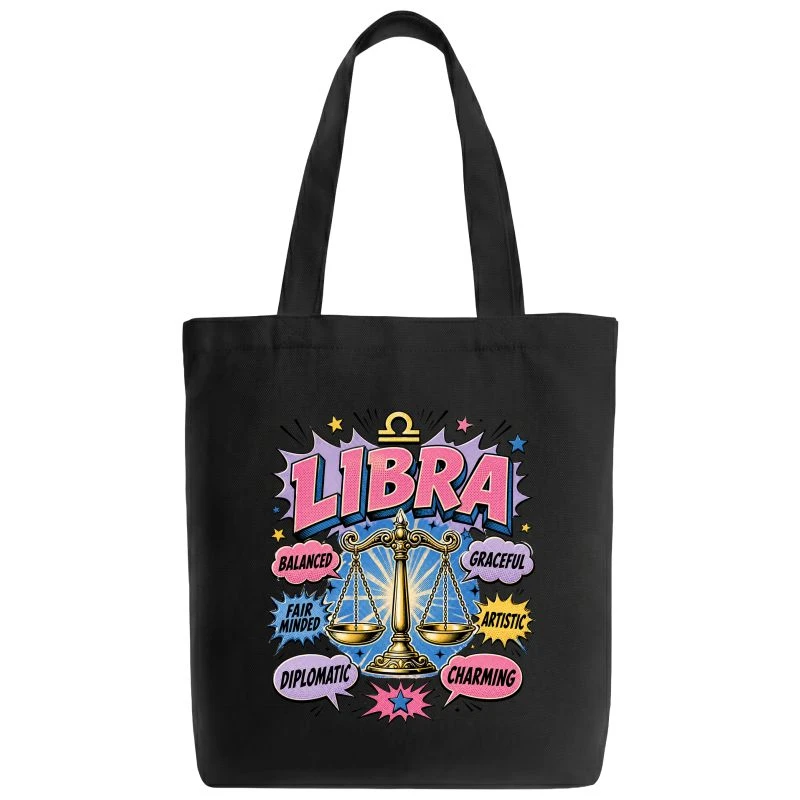 Libra Comic Zodiac Sign Tote Bag