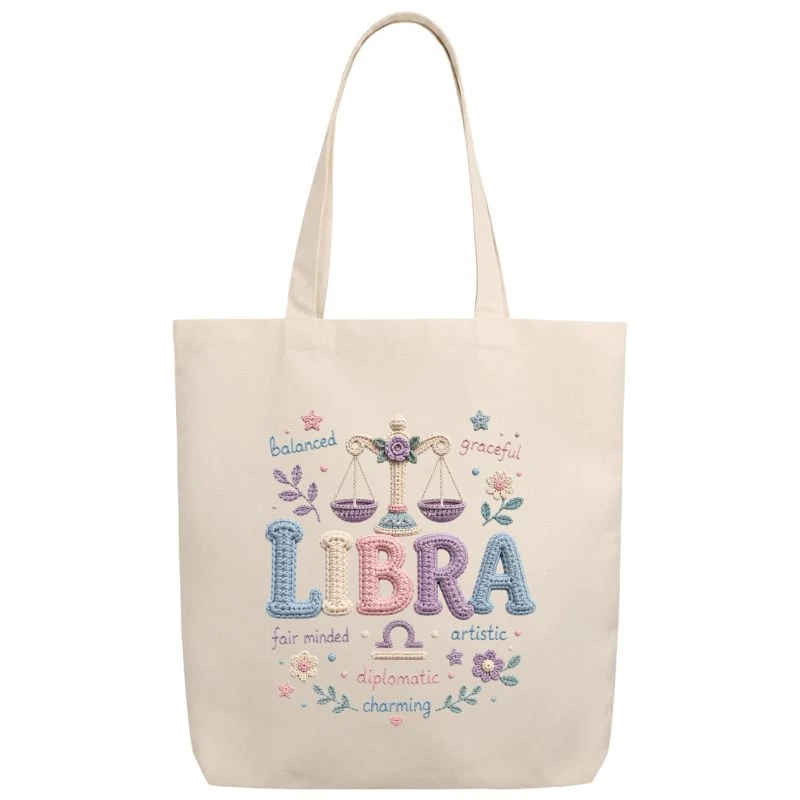 Libra Crochet Zodiac Sign Tote Bag product image