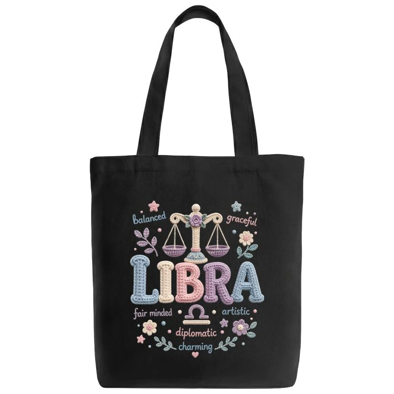 Libra Crochet Zodiac Sign Tote Bag