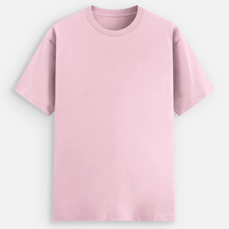 Light Baby Pink Plain Cotton Stretch Round Neck T-shirt - 240 GSM Unisex Regular Fit