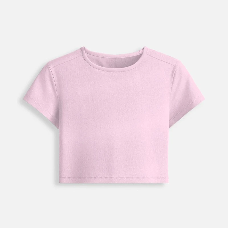Light Baby Pink Plain Women Baby Tee