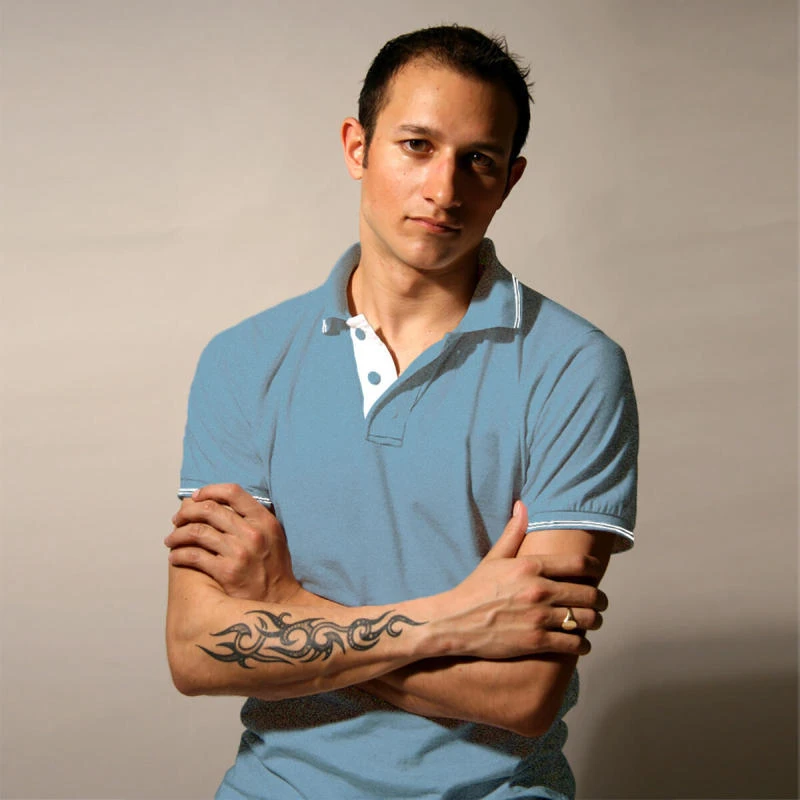 Light Denim With White Plain Tipping Collar Polo T-shirt - 100% Cotton Unisex - 260 GSM product image