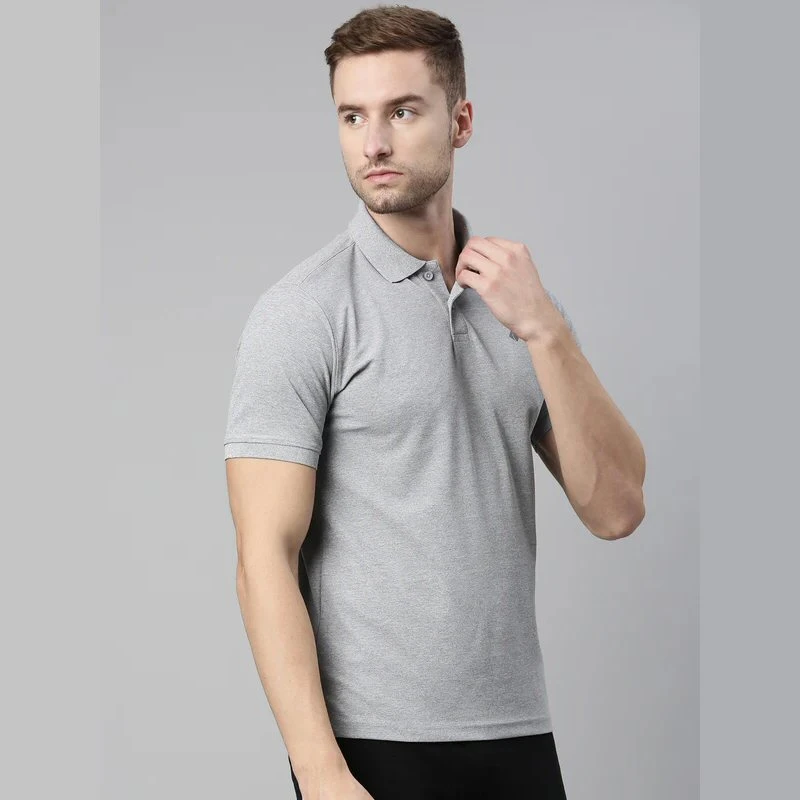 Light Grey Melange Plain Mars Dry Fit Collar Polo T-shirt product image