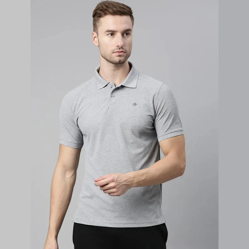 Light Grey Melange Plain Mars Dry Fit Collar Polo T-shirt