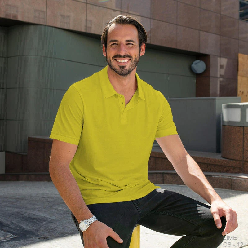 Lime Plain Collar Polo T-shirt - 100% Cotton Unisex - 230 GSM