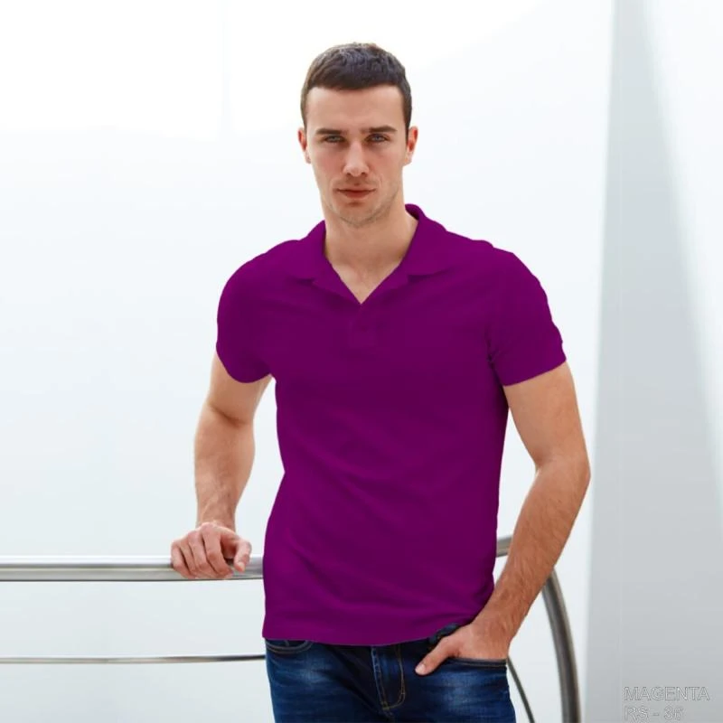 Magenta Plain Collar Polo T-shirt - 100% Cotton Unisex - 260 GSM