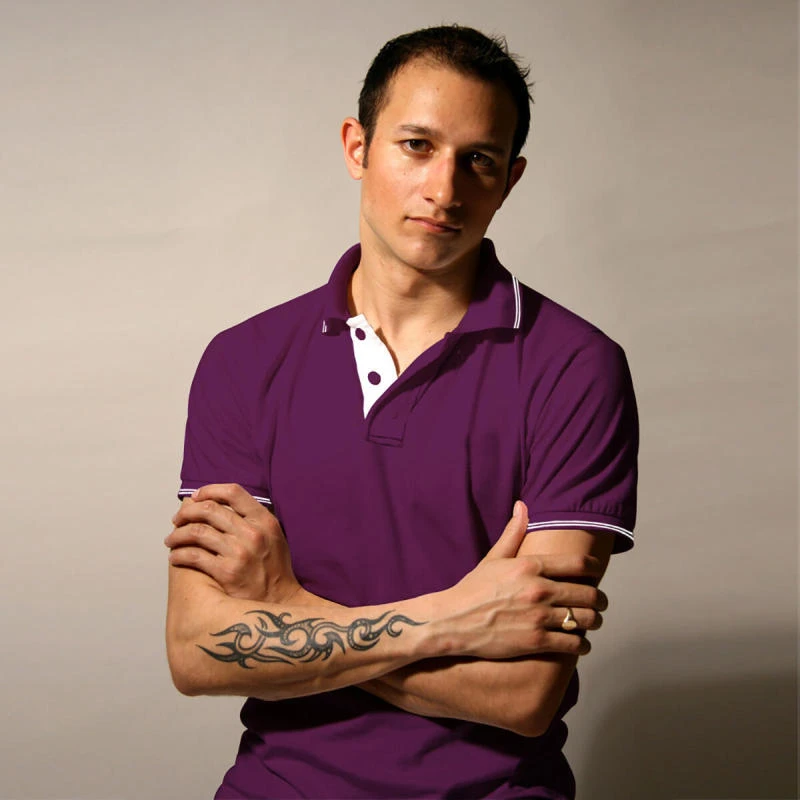 Magenta With White Plain Tipping Collar Polo T-shirt - 100% Cotton Unisex - 260 GSM product image