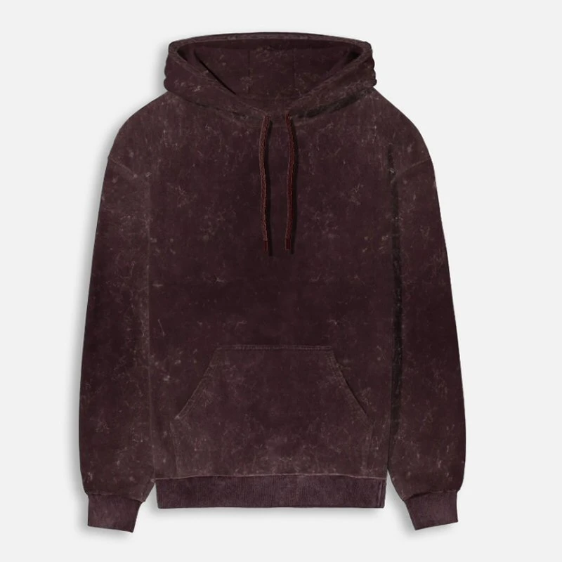 Maroon Plain Acid Washed Hoodie - Unisex