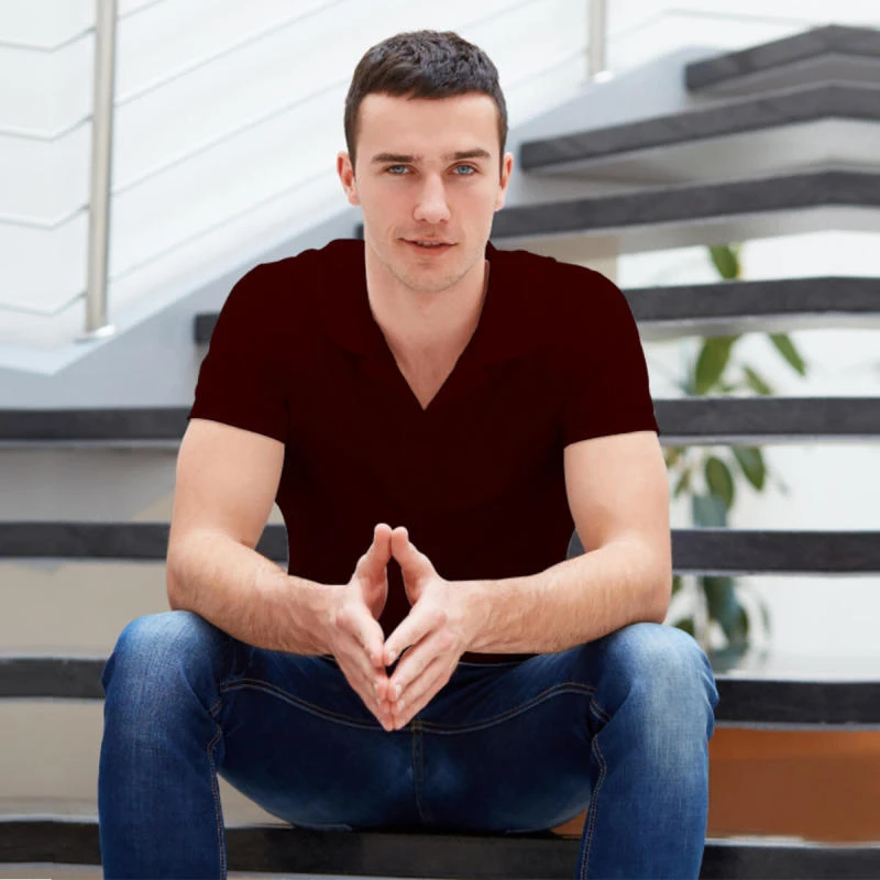 Maroon Plain Collar Polo T-shirt - 100% Cotton Unisex - 260 GSM product image